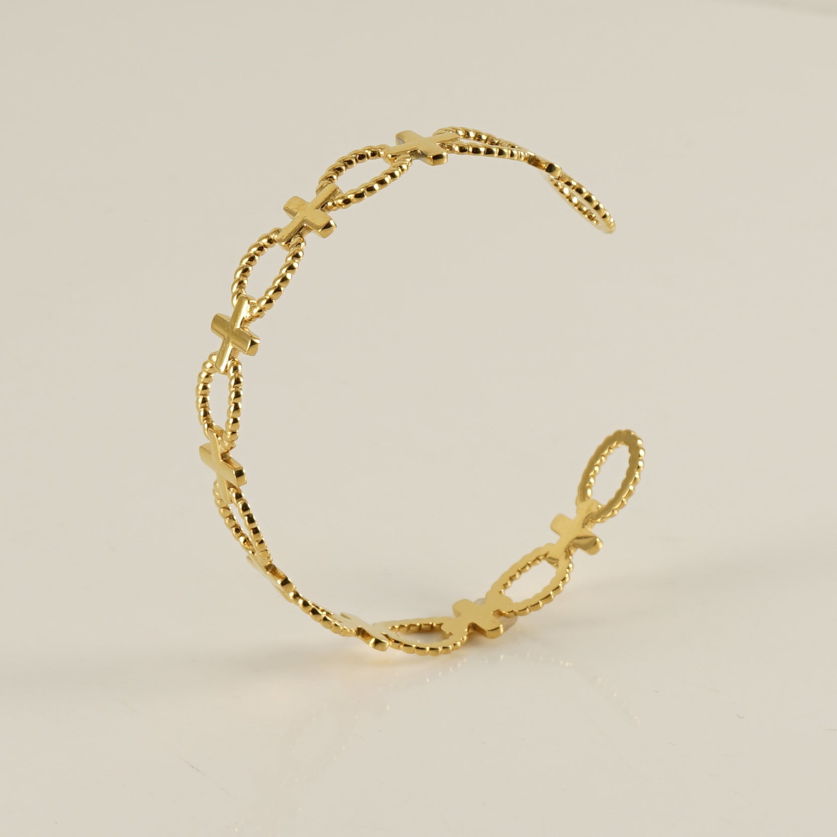 Wholesale Stainless Steel 18K Open Twist Pattern Adjustable Bracelet